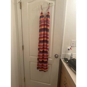 Wild Fable XS Multicolor Maxi Dress Recycled Polyester Strappy Summer